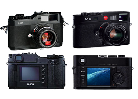 Modern digital rangefinders before Fuji X100 featuring 2 models by Epson and Leica.